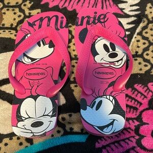 Disney Minnie Mouse pink Havaianas flip flop 3/4y